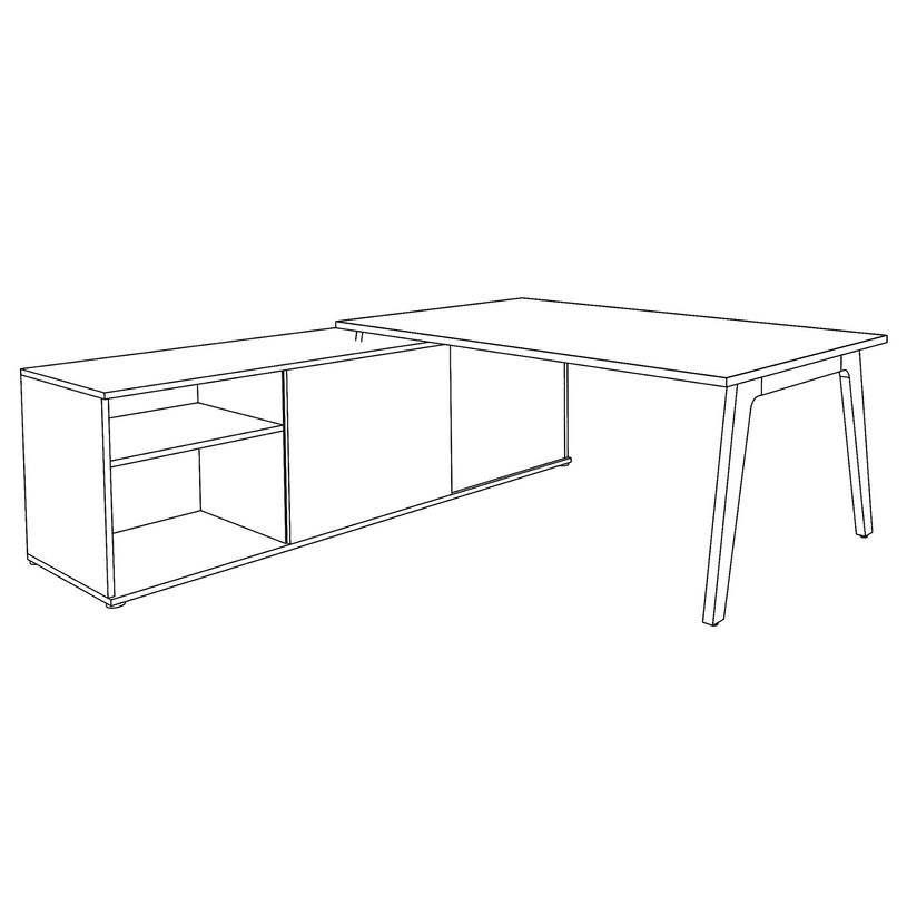 3253310392458-Bureau STEELY Manager - L180 x P100 x H72,5 cm - console retour à gauche (2 tiroirs) L200 x P60 x H72,5 cm - pieds car-P_405150773_4-3