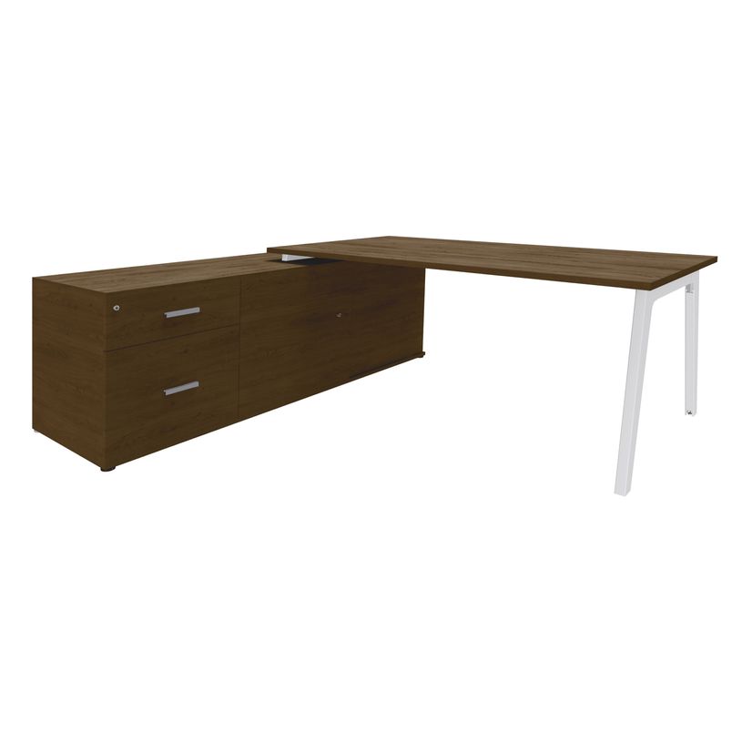 3253310392489-Bureau STEELY Manager - L180 x P100 x H72,5 cm - console retour à gauche (2 tiroirs) L200 x P60 x H72,5 cm - pieds b-P_405150774_1-0
