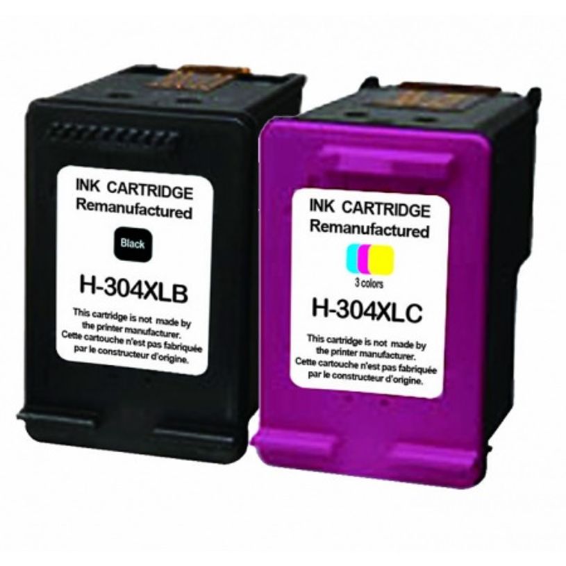 3584770130237-Cartouche compatible HP 304XL - Pack de 2 - noir, cyan, magenta, jaune - Uprint-P_405150785_2-1