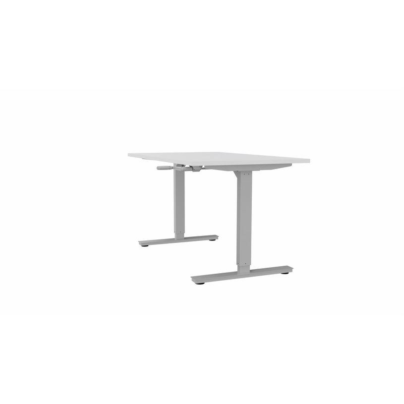 3617350004557-Bureau AXEL assis/debout - réglage par manivelle - L160 x P80 cm - plateau blanc - pieds -P_405153335_1-0