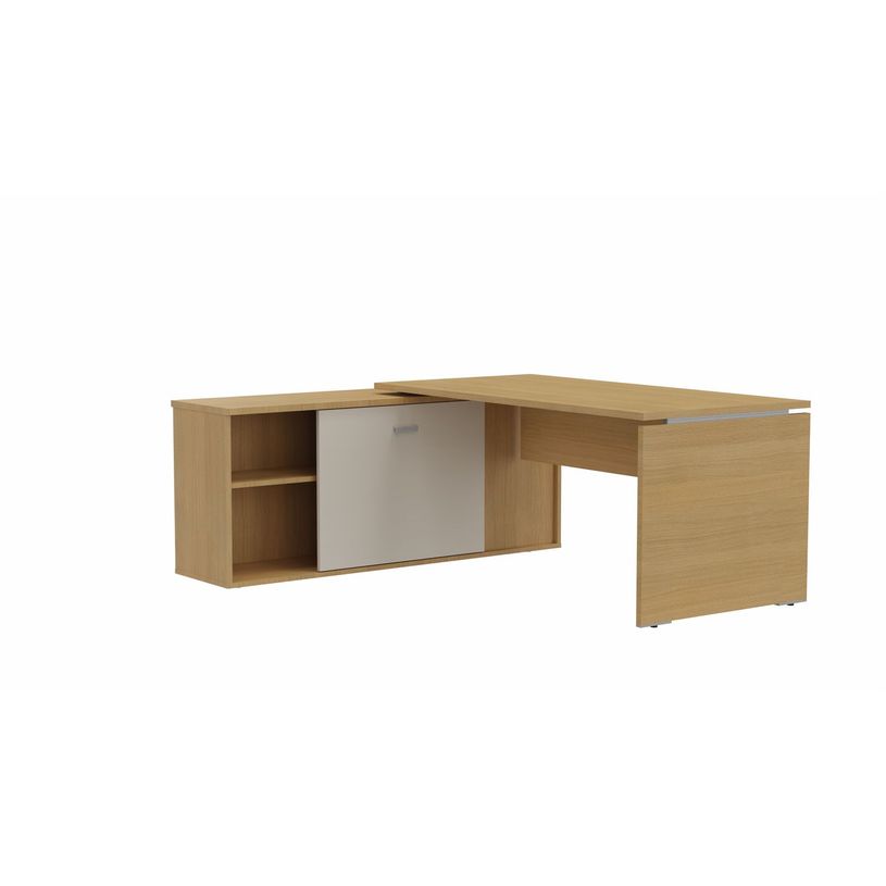 3617350000924-Bureau manager MOKA - L182 x P160 cm - avec console retour - plateau droit - imitation ch