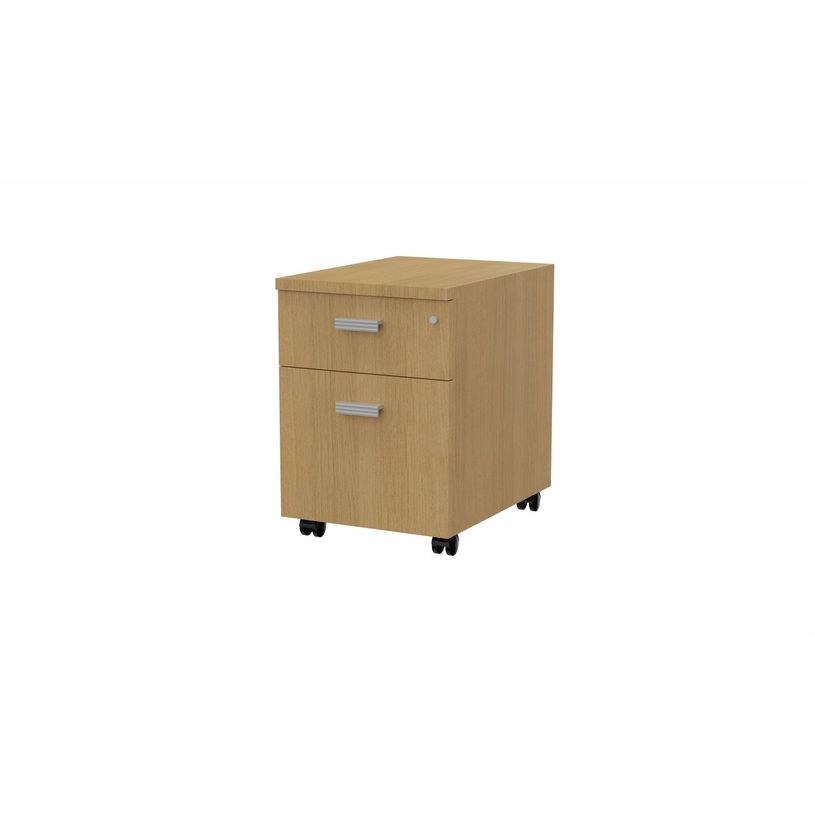 3617350000962-Caisson mobile MOKA - 2 tiroirs - L42 x P55,5 x H58,7 cm - imitation chêne clair - poign