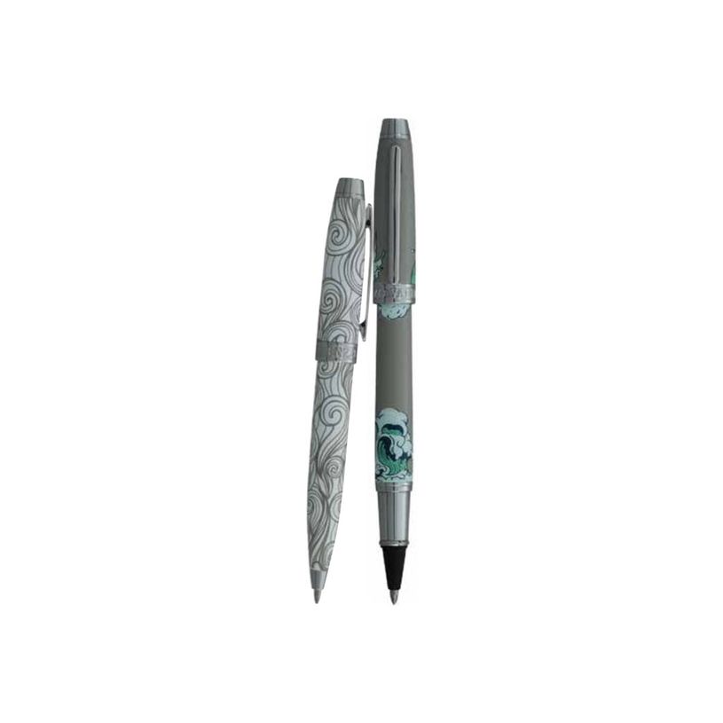 3219918262777-Enzo Varini Mini Taormina Tropea - Parure de stylo à bille et roller - acier blanc et gri-P_405157364_1-0