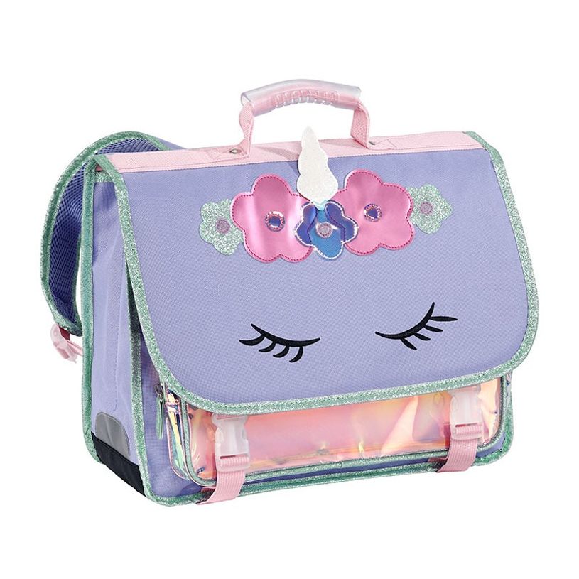 3135253283447-Cartable Licorne - 38 cm - 2 compartiments - lavande - Viquel-P_405159781_1-0