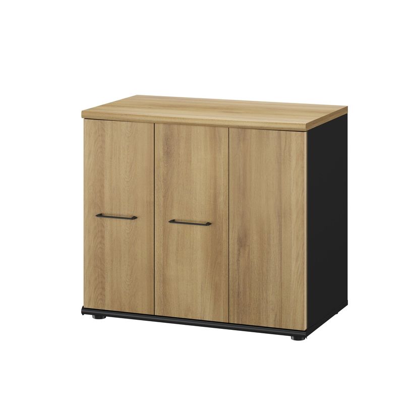 3483601225510-Rangement bas JAZZ+ - L80 x H71 x P48 - 3 portes - chêne du bocage-P_405165121_1-0