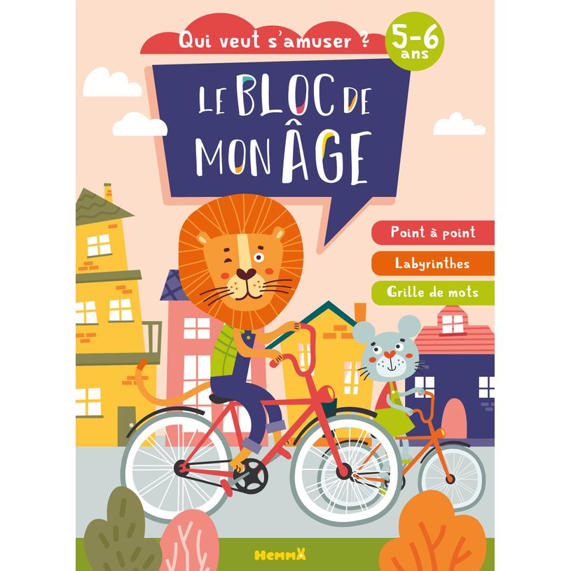 9782508055362-Le Bloc de mon âge 5-6 Ans - Qui Veut s'amuser : à vélo - Point à Point, Labyrinthes