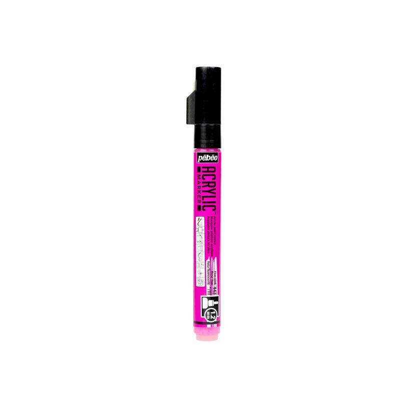 3167862057430-Pebeo Acrylic - Marqueur - rose fluo - encre acrylique à base d'eau - 1.2 mm - fin-P_405183324_1-0