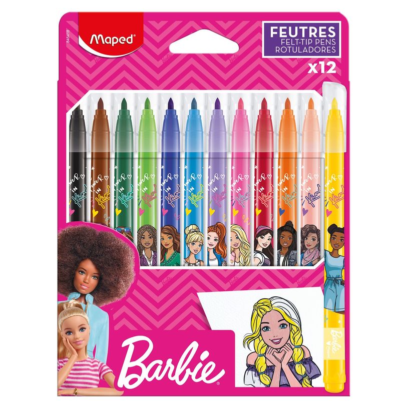 3154148454182-Maped Licence Barbie - 12 Feutres en pochette carton-P_405183944_1-0