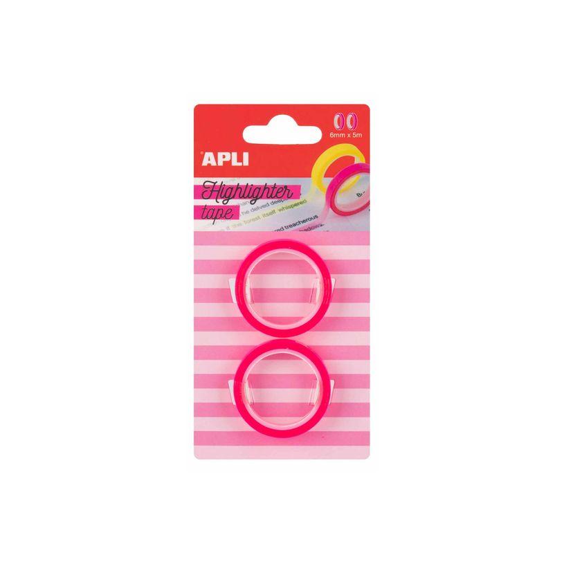 8410782196655-APLI kids - Highlighter tape - 2 pièces - 6 mm x 5 m - bleu fluorescent, vert fluorescent, rose fluorescent, -P_405184298_1-2