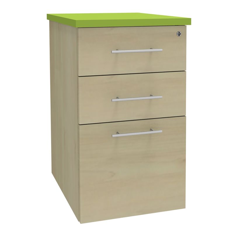 3253310220980-Caisson HT bureau - steely/stelly manager - Profondeur 60 cm - erable - top vert -P_405185166_1-0