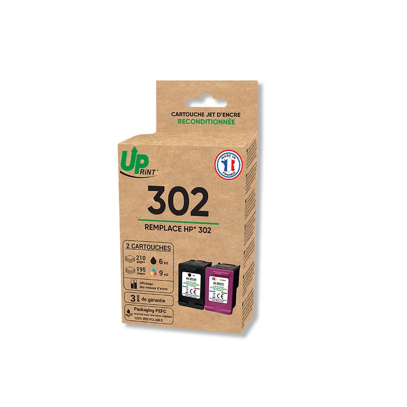 3584770629038-Cartouche compatible HP 302 - pack de 2 - noir, cyan, magenta, jaune - Uprint-P_405186656_1-0