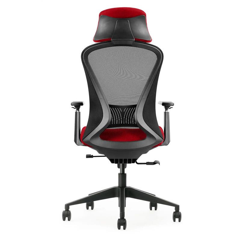 0404051884709-Fauteuil de bureau DESIGNER - Accoudoirs réglables - Appuie-tête - rouge et noir-P_405188470_3-2