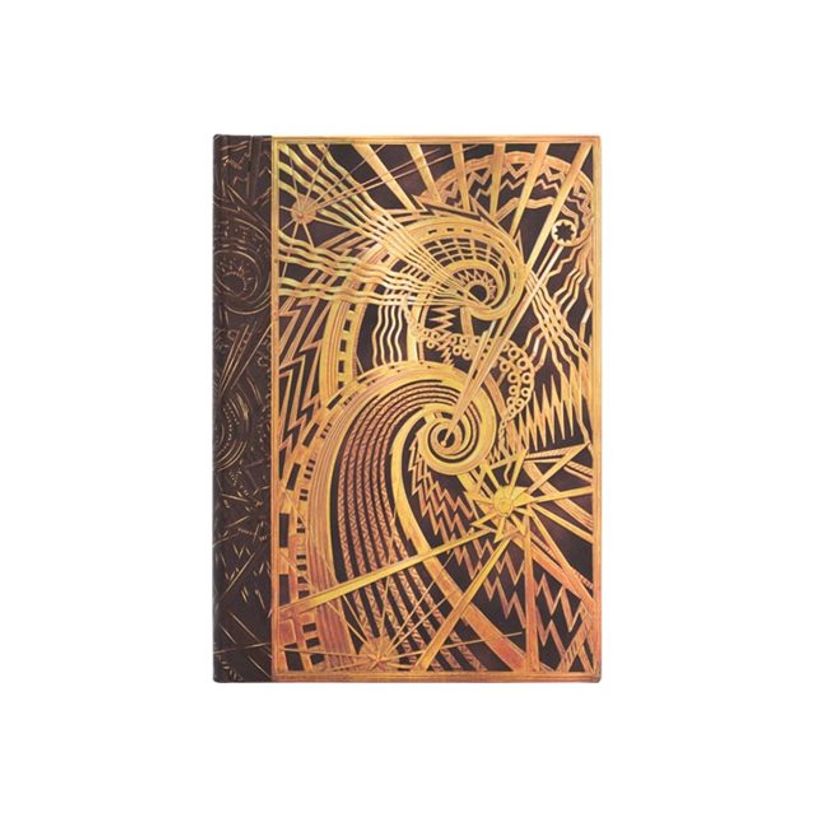 9781439781265-Paperblanks New York Deco - Journal - relié - midi - 120 x 180 mm - 72 pages / 144 pages - papier crème - ligné - the Chanin spiral - couverture jaune - carton-P_405189160_2-0