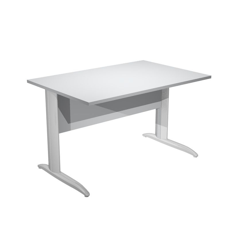 0404052255638-Bureau droit Trend - L140 - Pieds métals - plateau gris - pied effet chromé-P_405225563_1-0