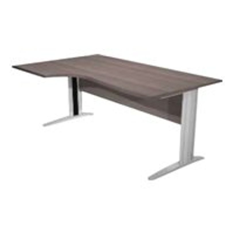0404052257250-Bureau compact Trend - L160 cm - retour à gauche - Pieds métals anthracite - plateau imitation frêne noir - (pieds de renfort obligat-P_405225725_1-0