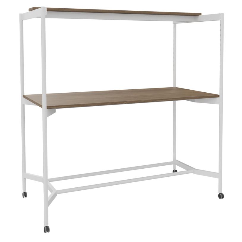 3253310546998-Table Coworking ELKI - L180 - plateau imitation noyer - pied blanc-P_405232802_1-0
