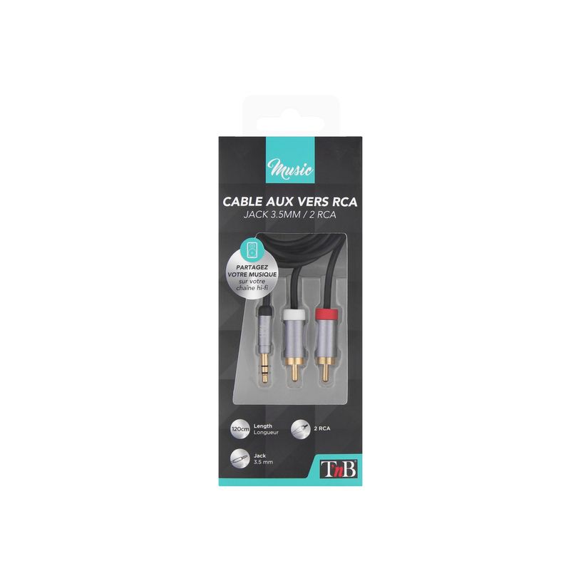 3303170086155-T'nB Music - Câble audio - mini-phone stereo 3.5 mm mâle pour RCA x 2 mâle - 1.2 m - no-P_405235057_2-1