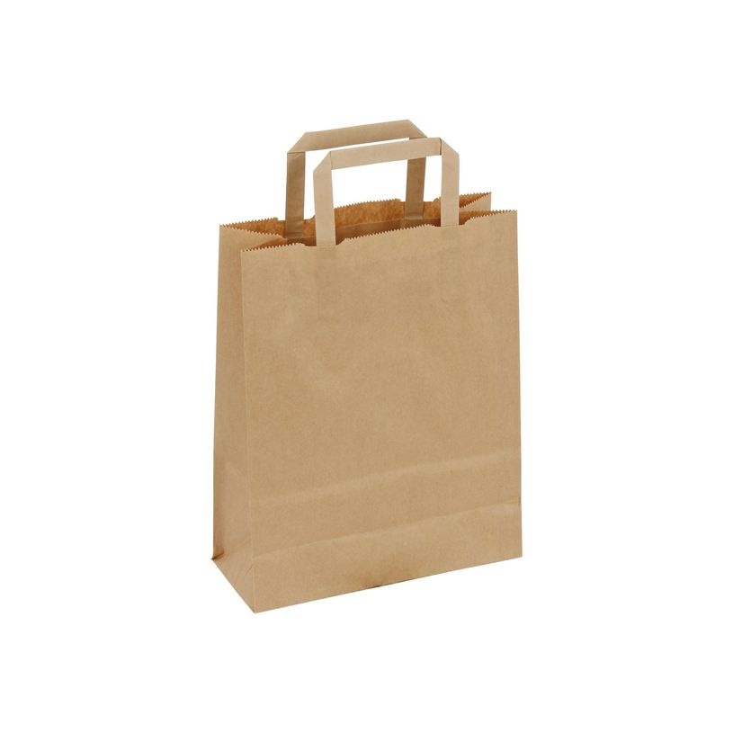 2130504104091-Sac Kraft Brun avec Poignées Plates – Lot de 250, 32+16x42 cm – Grand Format, Solide -P_405240356_1-0