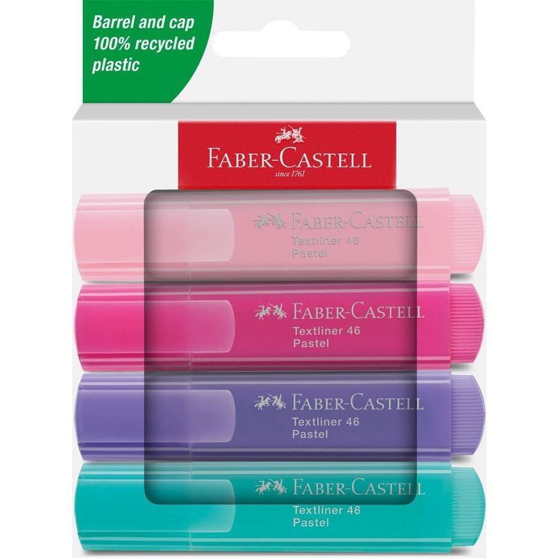 4005402546541-Faber-Castell Textliner 46 - Surligneur - fard à joues pastel, pastel purple pink, lilas pastel, turquoise pastel - encre-P_405241157_6-0