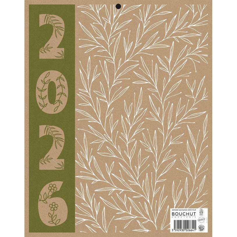 3592930026641-Calendrier bancaire année civile BOUCHUT "NATURA ANNUEL VERTICAL" 21*26,5 cm beige--1