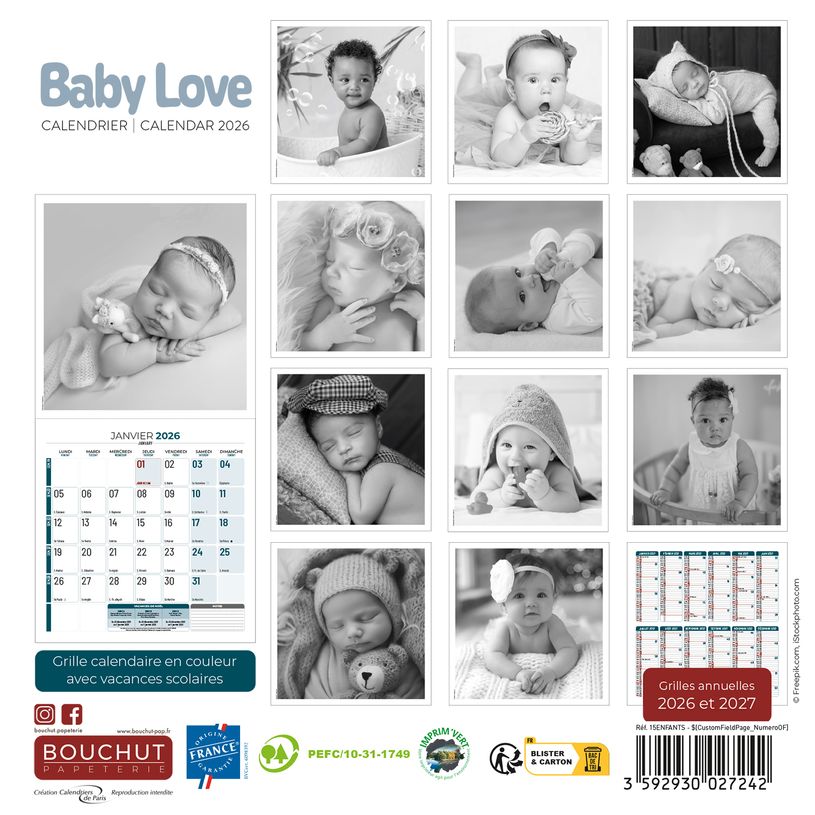 3592930027242-Calendrier illustré BOUCHUT 15 x 15 cm BABY LOVE Pefc 70 %--0