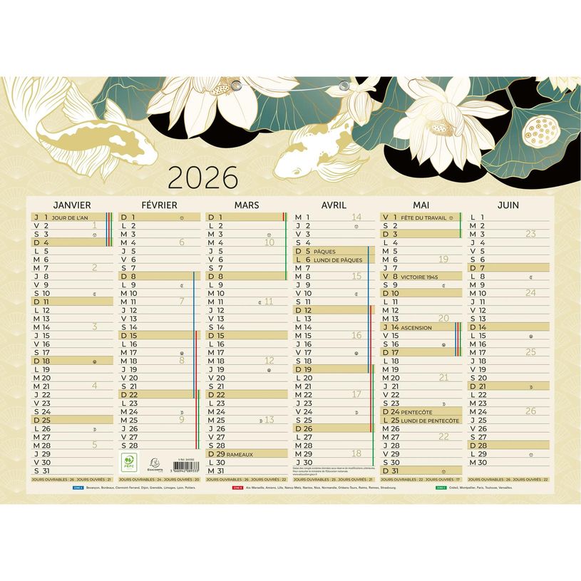 3660942089333-Calendrier illustré Japon - 6 mois par face - 55 x 40,5 cm - Exacompta--0