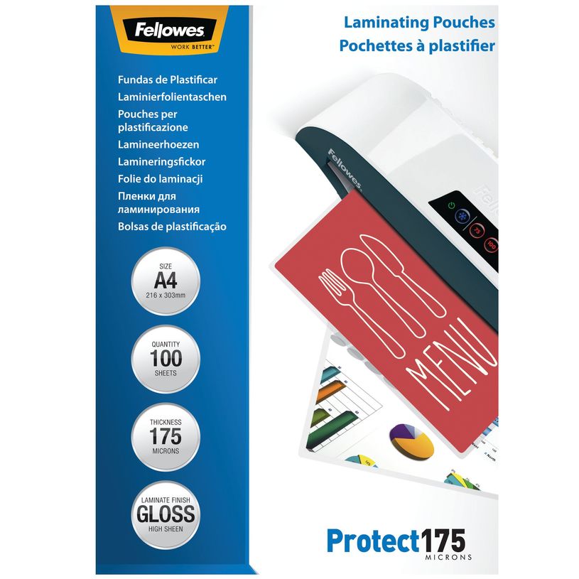 0077511530876-Fellowes - 100 pochettes de plastification A4 (216 x 303 mm) - 175 microns - brillantes -P_79140743_1-0