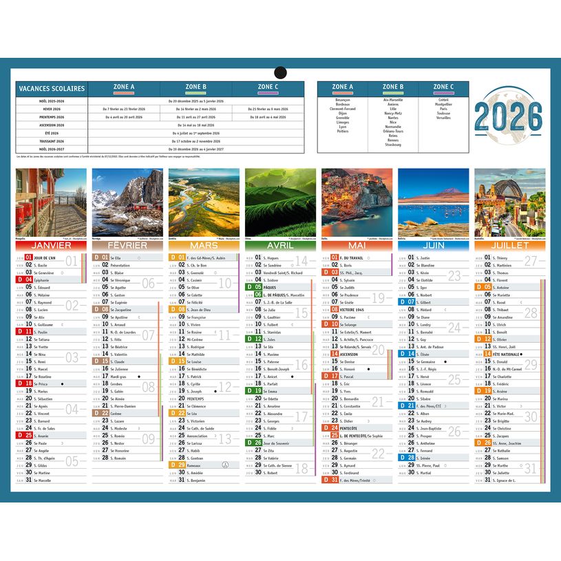 3592930026832-Bouchut Planète - Calendrier bancaire 7 mois par face - 21 x 26,5 cm--0