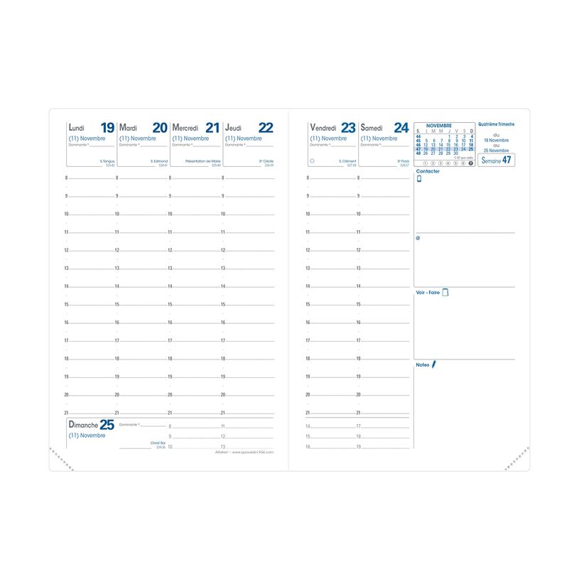 3371010121014-Agenda Club Affaires avec répertoire - 1 semaine sur 2 pages - 10 x 15 cm - noir - Quo Vad-P_79143071_4-1