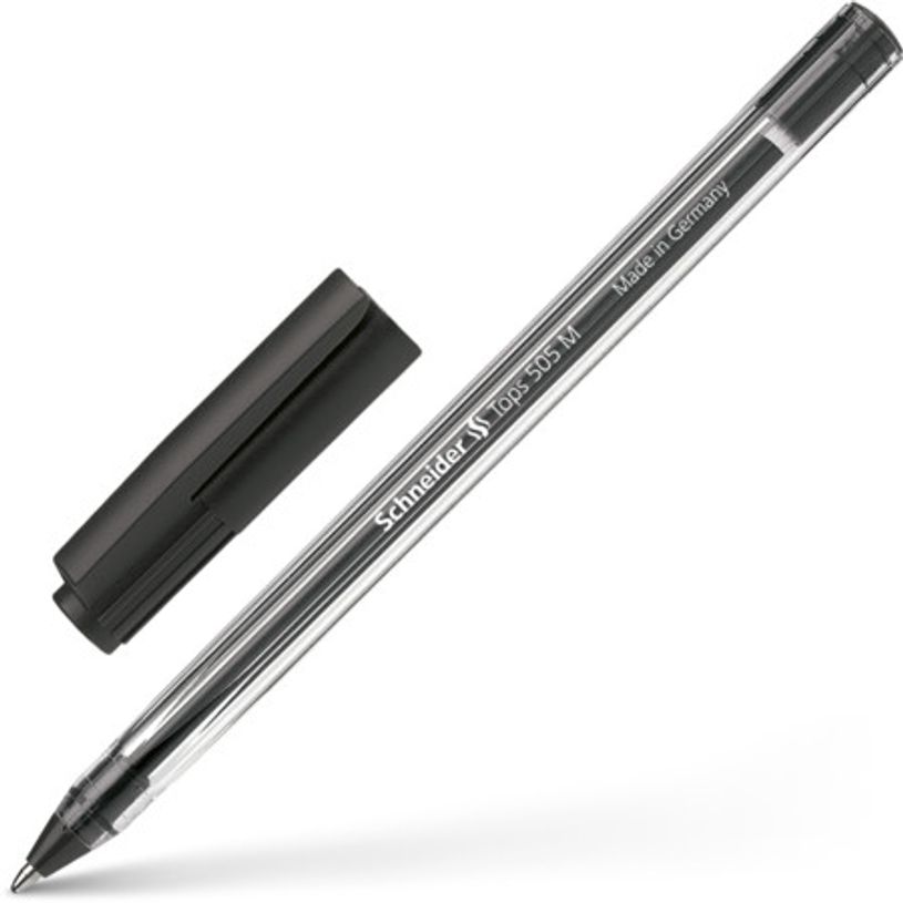 4004675004581-Schneider Tops 505 M- Stylo-bille - Noir – Pointe Moyenne avec Corps Transparent et Capuc-P_79151301_2-1