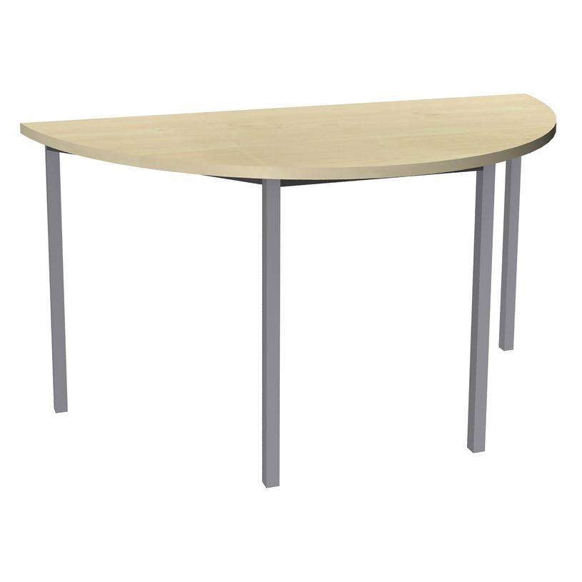 3253310129863-Table de réunion Demi-lune - 120 x 60 cm - Pieds carrés aluminium - imitation érable-P_79355306_1-0