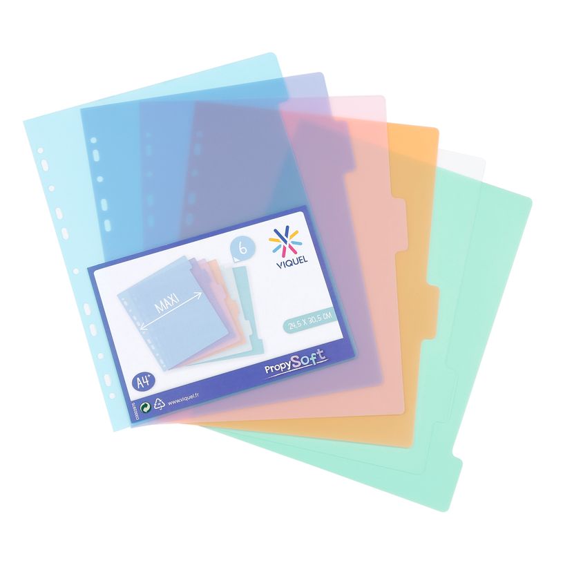 3135251531359-Viquel Propysoft - Intercalaire 6 positions - A4 Maxi - polypropylène coloré-P_79356137_1-0