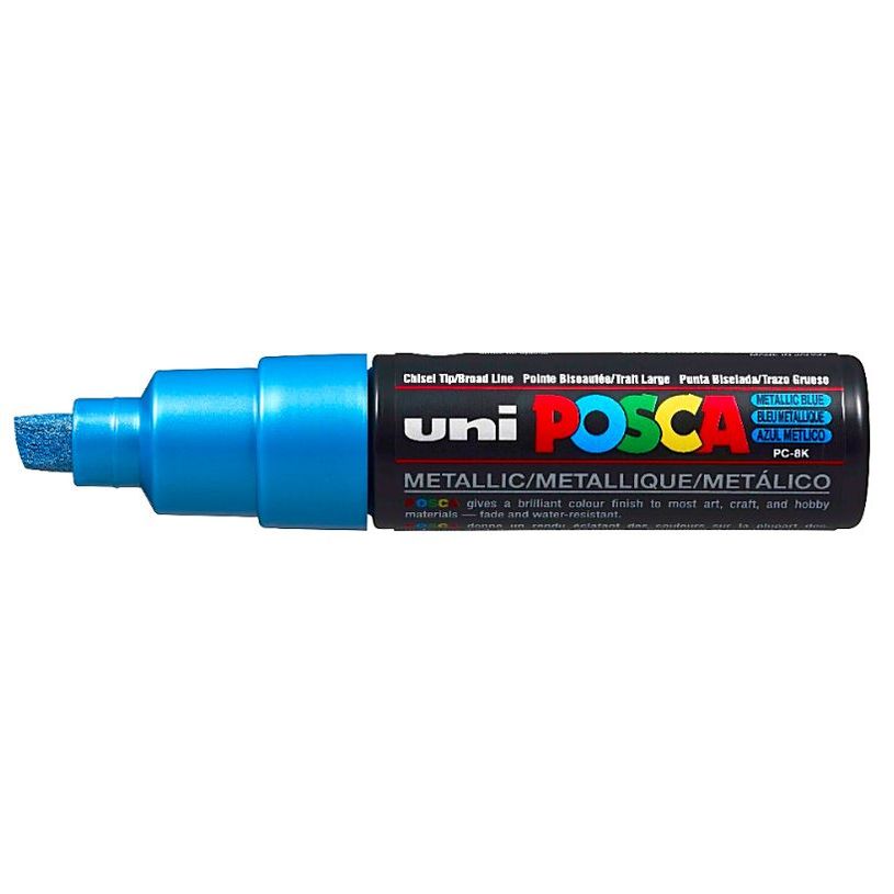 4902778113639-Posca - Marqueur peinture pointe large - Bleu Métallique--0