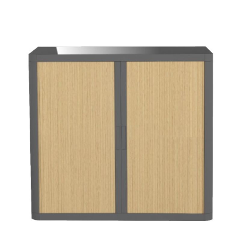 3660141929188-Armoire basse à rideaux EASY OFFICE - 110 x 104 x 41,5 cm - Corps et poignée anthracite --P_79362558_1-0