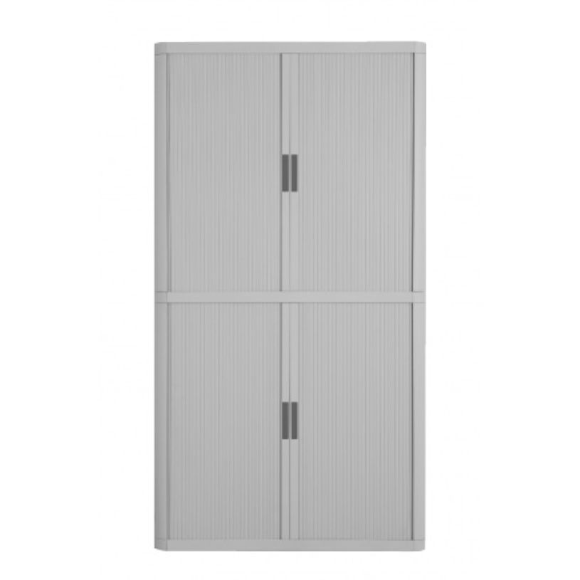 3660141929157-Armoire haute à rideaux EASY OFFICE - 110 x 204 x 41,5 cm - Corps et rideaux gris - Poign