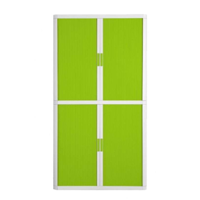 3660141930337-Armoire haute à rideaux EASY OFFICE - 110 x 204 x 41,5 cm - Corps blanc - Rideaux et poign-P_79362597_1-0