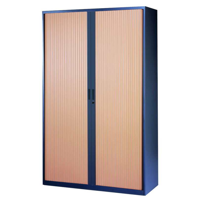3700339871537-Armoire haute à rideaux - L120  x H198 x P43 cm - 4 tablettes - corps anthracite / porte h-P_79367707_1-0