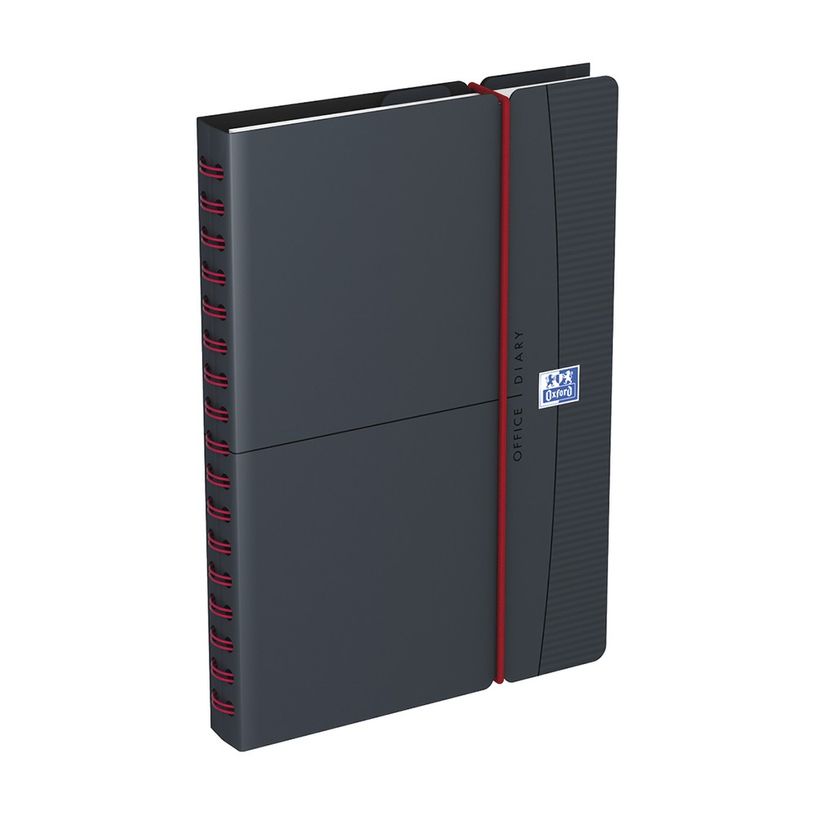 3147284770216-Agenda à élastique Office - 1 semaine sur 2 pages - 15 x 21 cm - gris/rouge - Oxford-P_79370346_1-0