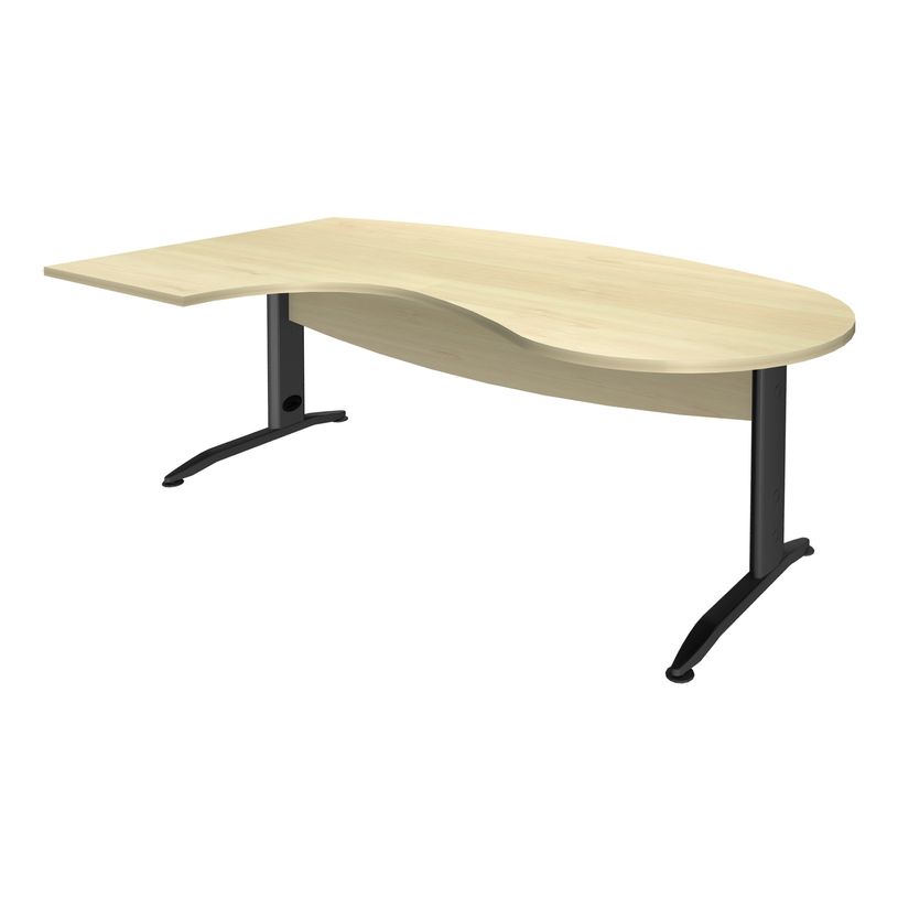 2012348121475-Bureau compact manager retour à gauche IDRA - 200 cm - Pied anthracite - Érable (Pieds de renfort obligato-P_79376869_1-0