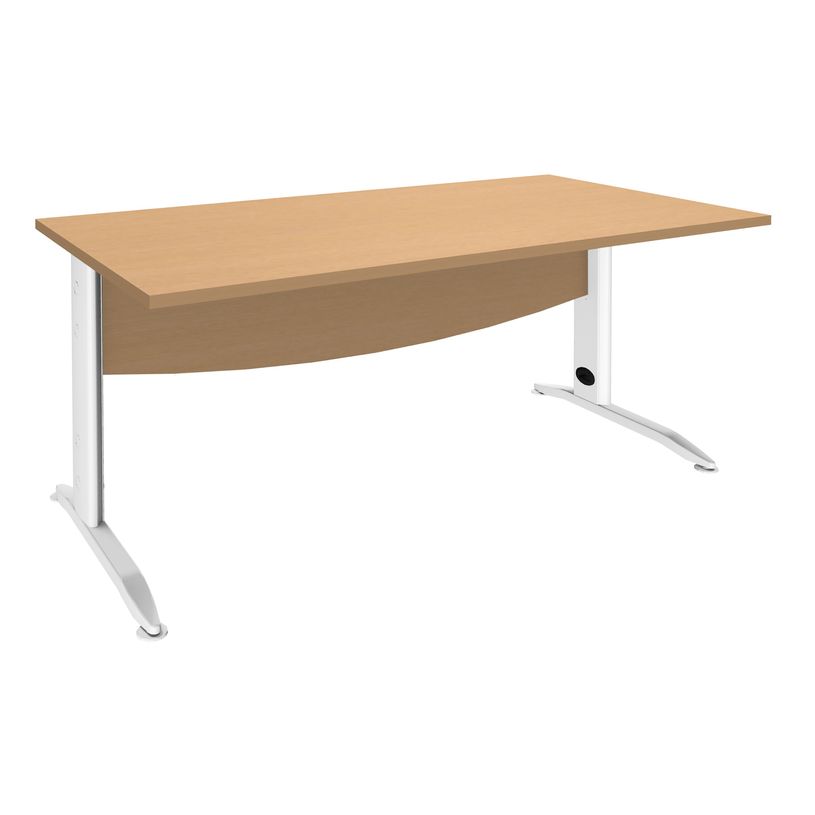 2012348122939-Bureau droit IDRA - L140 cm - Pieds blanc - Plateau imitation Hêtre-P_79377015_1-0
