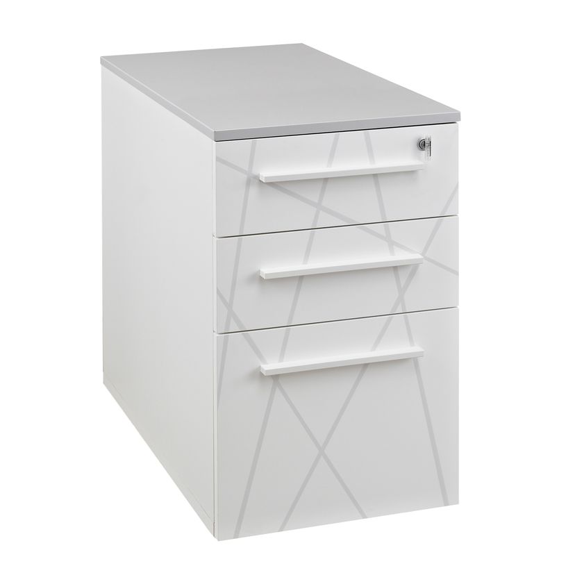 2012348126319-Caisson bout de bureau SUNDAY blanc + top L42 cm gris - P 80 cm - 3 tiroirs-P_79380160_1-0