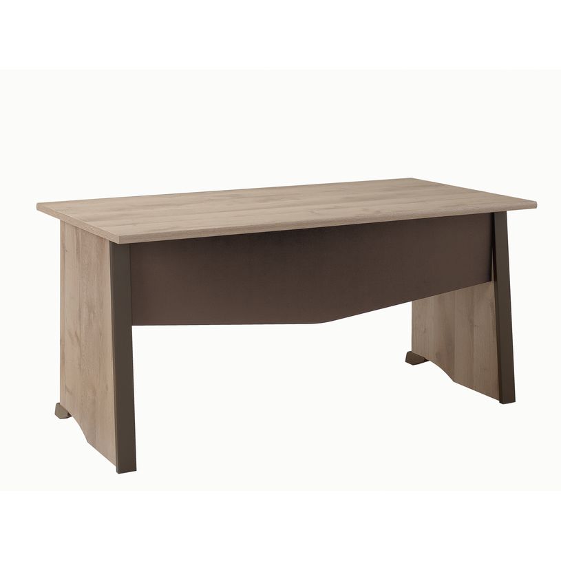 3483600448361-Bureau MAMBO - 140 cm - Pieds panneaux - Chêne/chocolat-P_79381460_1-0