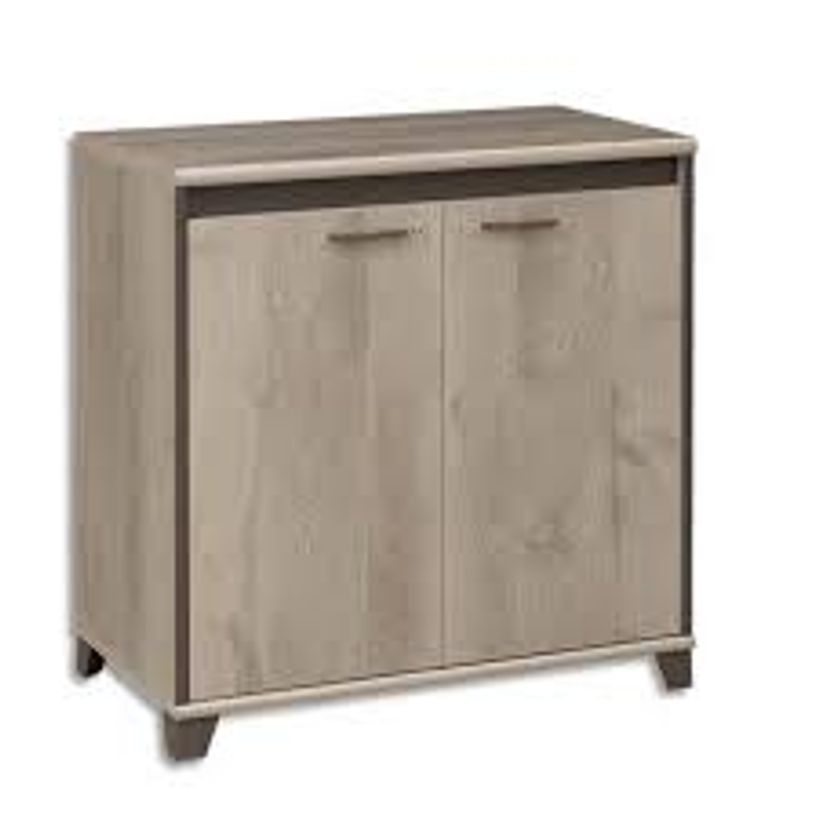 3483600448408-Rangement bas MAMBO - L80 x H82 x P46 - 2 portes - Chêne/chocolat-P_79381464_1-0