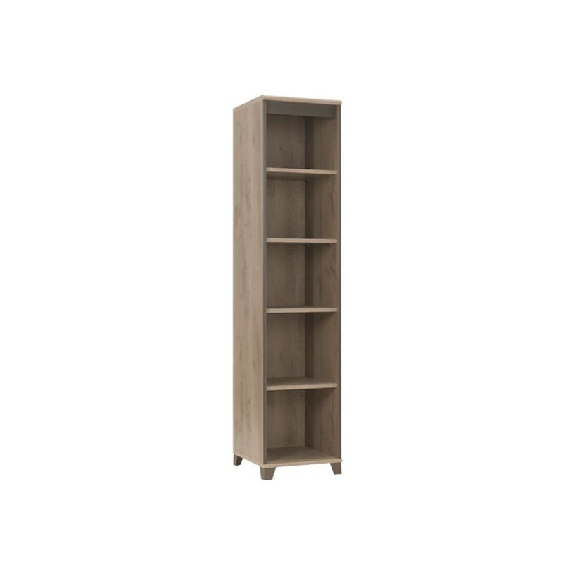 3483600448453-Colonne bibliothèque MAMBO - L42 x H187 x P46 - 4 étagères - Chêne/chocolat-P_79381469_1-0