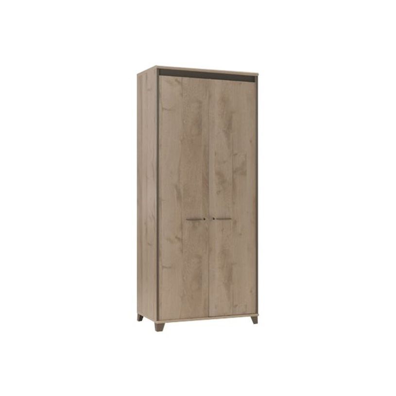 3483600448477-Armoire haute MAMBO - L80 x H187 x P46 - 2 portes - Chêne/chocolat-P_79381471_1-0