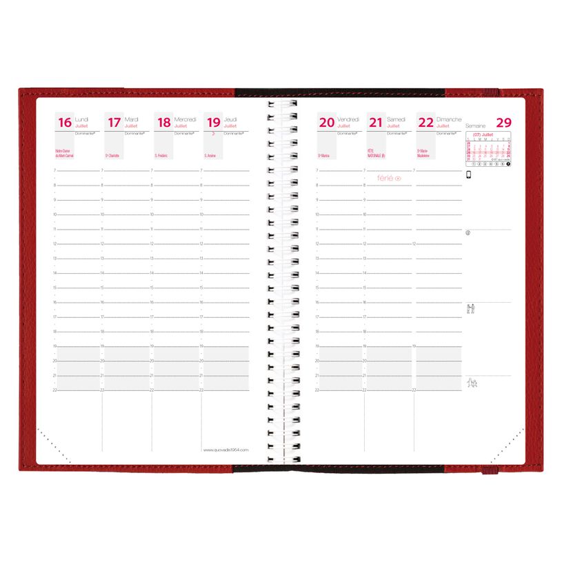 3371010362554-Agenda à élastique Time&Life Pocket - 1 semaine sur 2 pages - 10 x 15 cm - rouge - Quo Va-P_79394708_2-1
