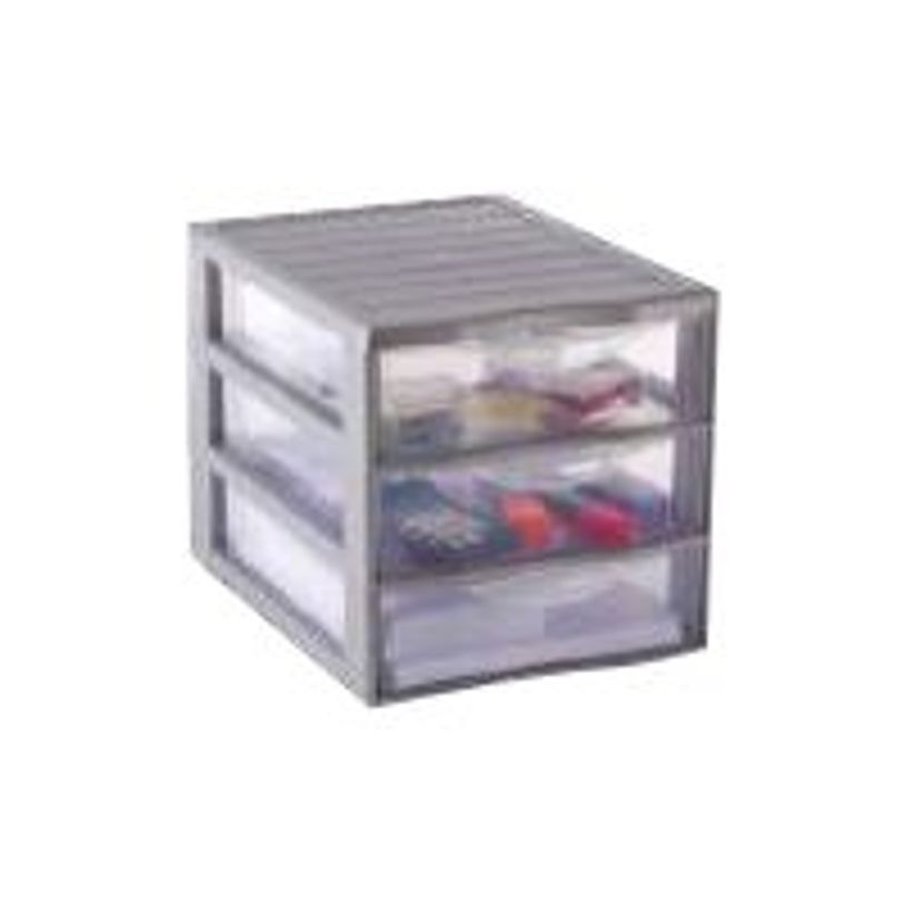 3234530001900-Fast Orgamix - Bac de rangement 3 tiroirs - transparent-P_79395519_1-0