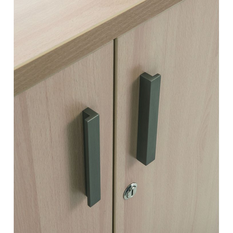 3253310146426-Armoire basse 2 Portes INEO/LEVEL/STEELY/WOODY - H72 x L80 x P47 - Corps blanc - Dessus et -P_79395839_2-1