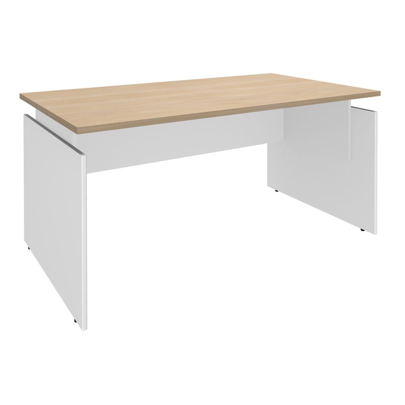 3253310147447-Bureau INEO JET UP Bureau Vallée - Réglable en hauteur - L160 x H74/78/82 x P80 cm - Pieds blanc - plateau imitation ch-P_79395859_1-0