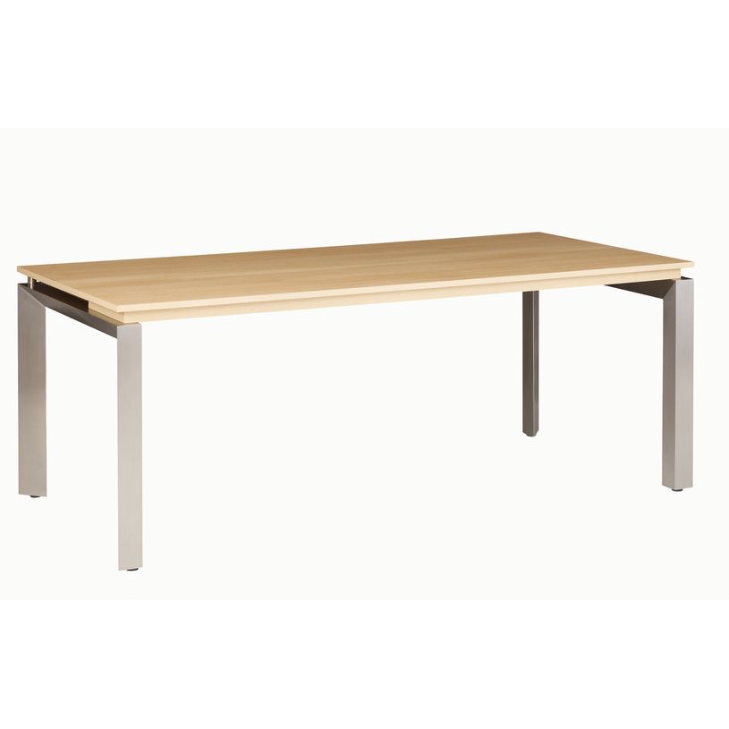 3483600174611-Bureau bois SLIVER - 190 cm - Pieds métal - Chêne fil et blanc-P_79397491_2-1
